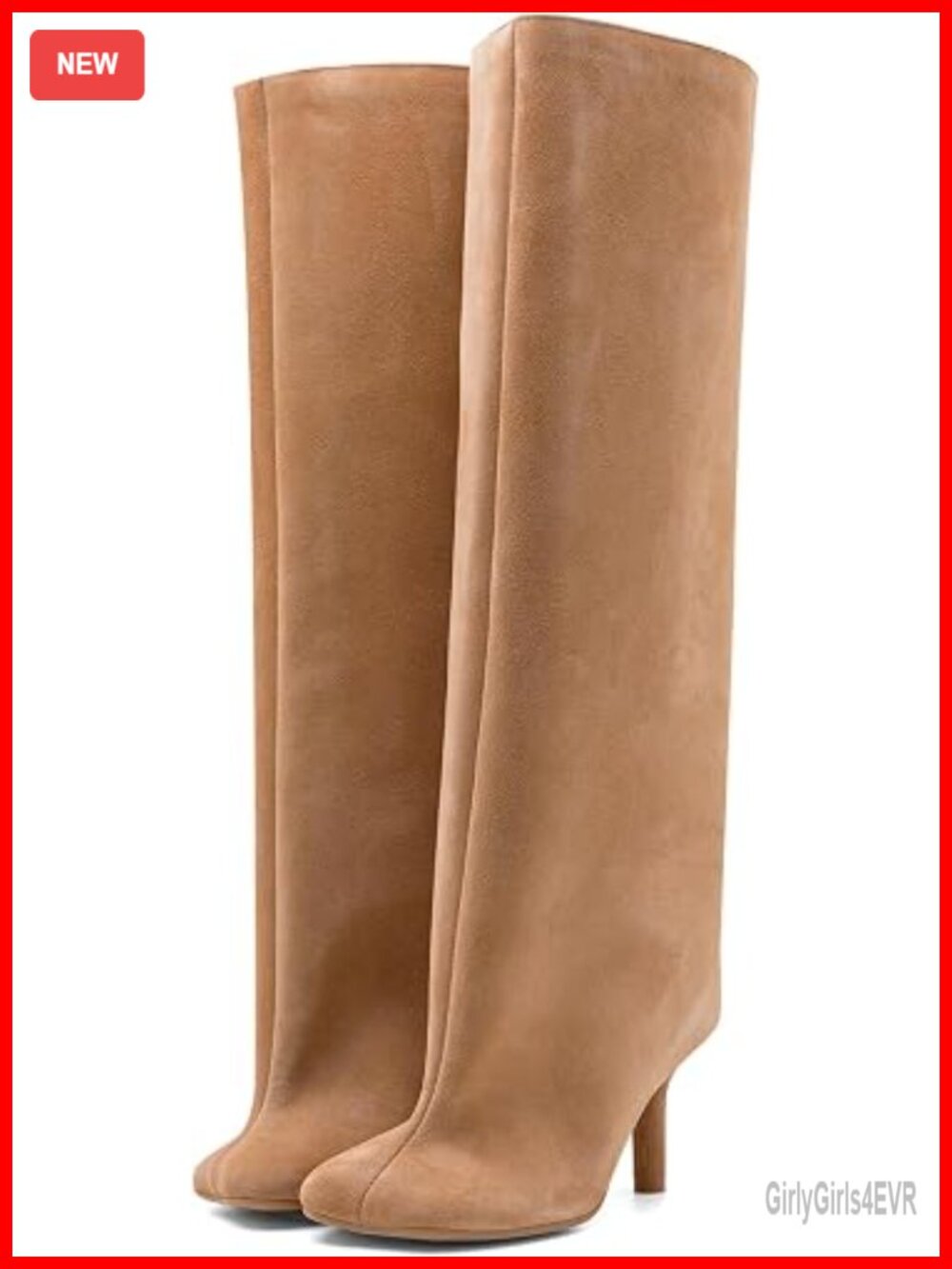 Suede Knee High Square Toe Stiletto Heel Wide Calf Boots